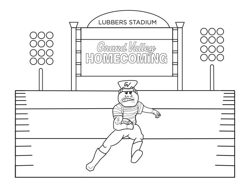 Louie on the football field coloring page.